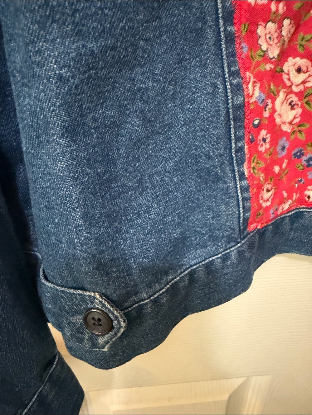 Vintage Tantrums Floral Patchwork Embroidery Denim Cottagecore Jacket Sz L - Picture 10 of 12